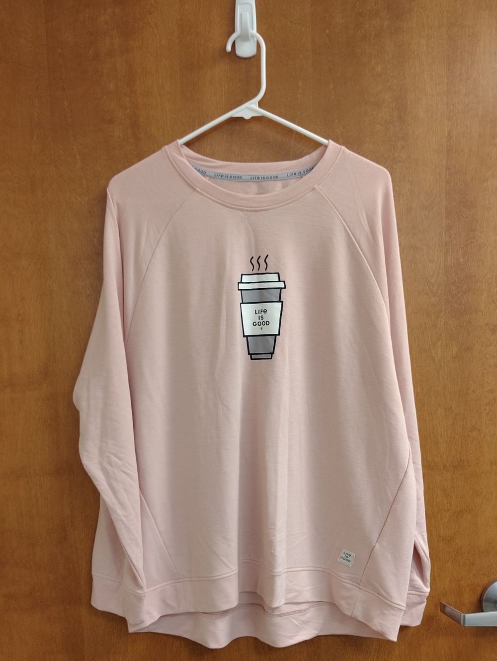 Life Is Good Women's Crewneck Long Sleeve Light Pink Shirt